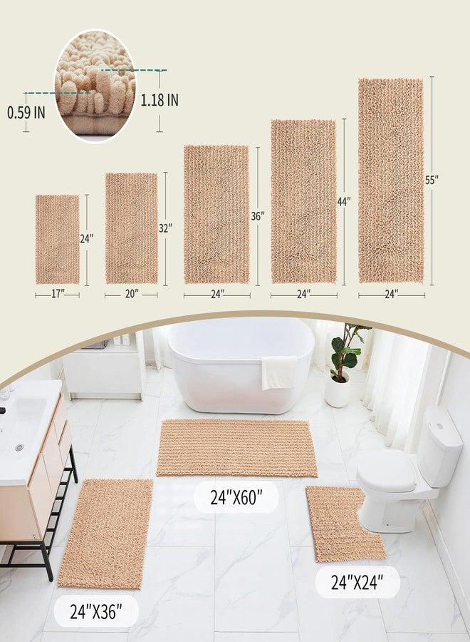Disolla Small Bathroom Rug Non Slip Washable Beige Bath Mat 17x24 Super Absorbent Soft Bathroom Floor Mat Chenille Bath Rug for Shower Tub - Image 2
